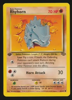 RHYHORN 61/64 Pokemon JUNGLE SET ENGLISH 1st EDITION COMMON - Image 1