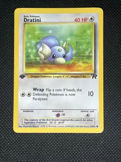 Pokemon Dratini 1st Edition Common Regular 53/82 Team Rocket 2000 Basic 40 HP - Image 1