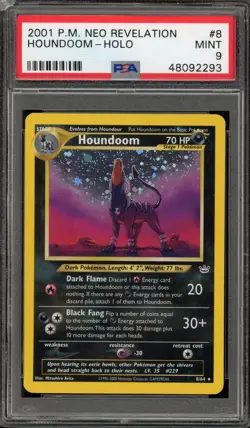 Pokemon Houndoom Neo Revelation Unlimited Holo Rare #8 PSA 9 Mint - Image 1