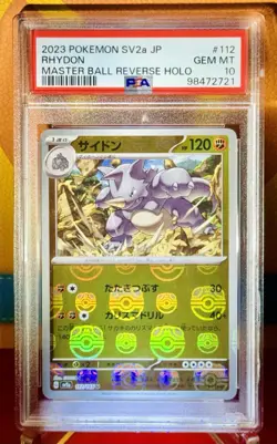 PSA 10 Rhydon MASTER BALL Reverse Holo 112/165 Pokemon 151 Japanese 2023 GEM - Image 1