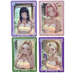 4×Naruto Sakura Haruno Hinata Hyuga Tsunade Doujin Card Custom DIY Color Glitter - Image 1