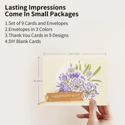 9 Sets DIY Card Making Kit for Adults Flower Themed Thank You Cards - Image 2