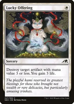 MTG Magic NEO Kamigawa Neon Dynasty - 1x EN NM 027 C Lucky Offering - Image 1