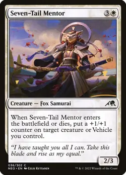 MTG Magic NEO Kamigawa Neon Dynasty - 1x EN NM 036 C Seven-Tail Mentor - Image 1