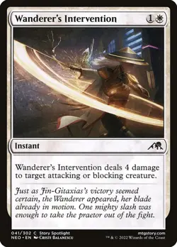 MTG Magic NEO Kamigawa Neon Dynasty - 1x EN NM 041 C Wanderer's Intervention - Image 1