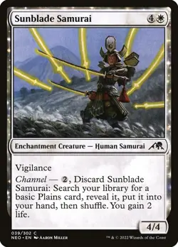 MTG Magic NEO Kamigawa Neon Dynasty - 1x EN NM 039 C Sunblade Samurai - Image 1