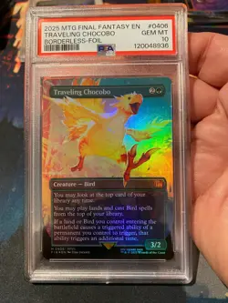 MTG Final Fantasy Traveling Chocobo Borderless Foil PSA 10 - Image 1