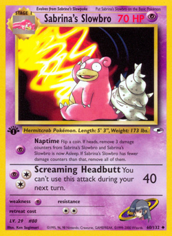 Sabrina's Slowbro 60/132 Uncommon Gym Heroes Pokemon Unlimited Moderately Played - Image 1