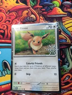 Eevee 133/165 Pokemon TCG Holiday Calendar 2025 Cosmo Holo Stamp SEALED PROMO - Image 1