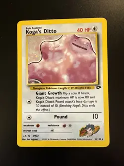 Koga's Ditto Holo Rare Unlimited 10/132 Gym Challenge Pokemon - Image 1