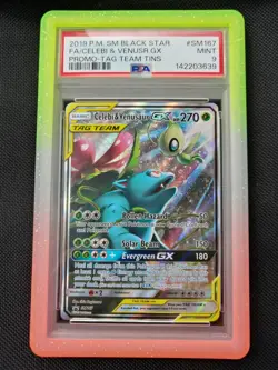 PSA 9 MINT 2019 POKEMON BLACK STAR PROMO #SM167 CELEBI VENUSAUR GX TAG TEAM TINS - Image 1