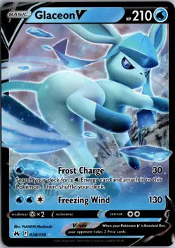 Glaceon V Ultra Rare Crown Zenith 038/159 NM Pokemon - Image 1