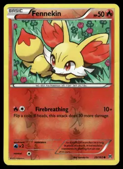 Fennekin 25/162 Common BREAKthrough Pokemon Reverse Holo Heavily Played - Image 1