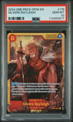 2024 ONE PIECE OP08-TWO LEGENDS #118 SILVERS RAYLEIGH PSA 10 - Image 1