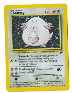 Chansey 3/130 Base Set 2 Holo Rare Pokemon Card WOTC 2000 LP - Image 3