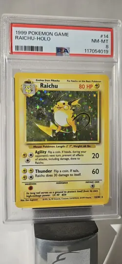 1999 Pokemon Base Set ( RAICHU HOLO) GRADED PSA-8 CARD # 14/102 - Image 3