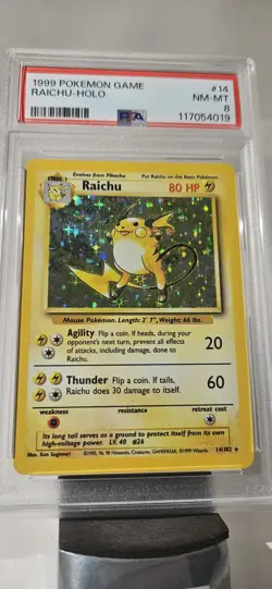 1999 Pokemon Base Set ( RAICHU HOLO) GRADED PSA-8 CARD # 14/102 - Image 4
