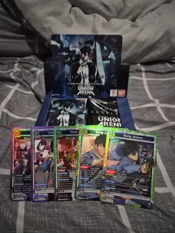 Solo Leveling Union Arena Bulk And SR Cards W Box Topper Pack OTHER PACKS OPEN - Image 1