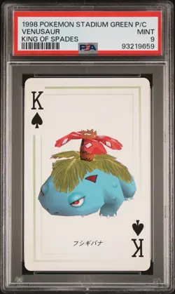 1998 Pokemon Stadium Green Venusaur King of Spades Playing Card PSA 9 MINT - Image 1