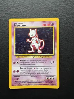 1999 Pokemon Base Set Mewtwo Holo 10/102 WOTC Vintage Holographic Card – LP/MP - Image 1