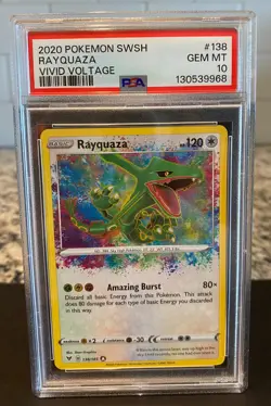 Pokemon TCG SWSH Rayquaza Card 138/185 Amazing Rare Vivid Voltage PSA 10 GEM MT - Image 3