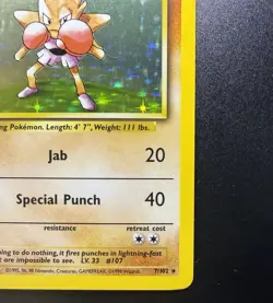 Hitmonchan 7/102 Base Set Unlimited Holo Rare WOTC Pokemon Card TCG NM - Image 4