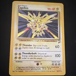 Pokemon Zapdos Fossil Holo Rare Basic 80 HP English Card 15/62 Unlimited - Image 1