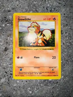 Pokemon TCG Cards SHADOWLESS Base Set Growlithe 28/102 Uncommon LP-MP - Image 3