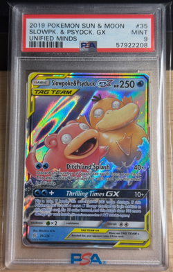 Pokemon Slowpoke & Psyduck GX Unified Minds #35 PSA 9 Mint - Image 1