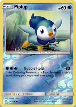 PIPLUP 54/236 C COSMIC ECLIPSE POKEMON REVERSE HOLO MP - Image 1