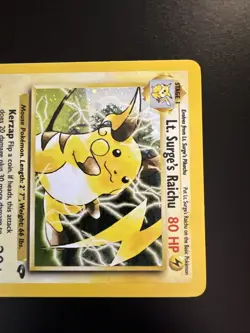 Lt. Surge's Raichu Gym Challenge 11/132 Holo Unlimited Holo Rare Pokemon - Image 3