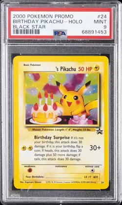 2000 POKEMON PROMO BLACK STAR #24 BIRTHDAY PIKACHU-HOLO PSA 9 - Image 1