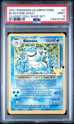 2021 POKEMON CELEBRATIONS CLASSIC COLLECTION #2 BLASTOISE HOLO PSA 9 MINT - Image 2