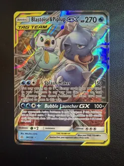 Pokemon TCG Blastoise & Piplup GX 38/236 Cosmic Eclipse Ultra Rare - Image 1
