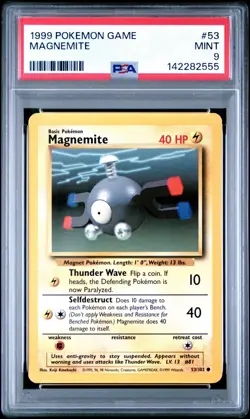 1999 POKEMON GAME BASE SET #53 MAGNEMITE PSA 9 MINT - Image 1