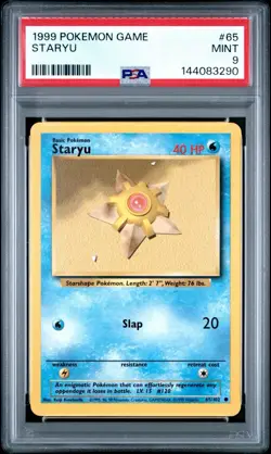 1999 POKEMON BASE SET UNLIMITED #65 STARYU PSA 9 - Image 1