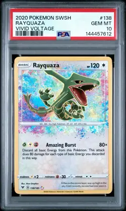 2020 Pokemon SWSH Vivid Voltage Rayquaza #138/185 PSA 10 GEM MINT - Image 1