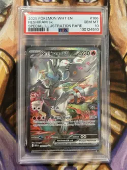 Reshiram ex 166/086 Pokemon White Flare SIR Illustration Rare English - PSA 10🔥 - Image 1