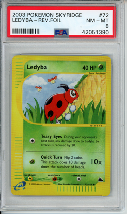 2003 Pokemon Skyridge Ledyba 72 Reverse Foil PSA 9 Mint - Image 1