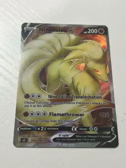 Pokemon Ninetales V 177/192 Swsh02: Rebel Clash Ultra Rare Full Art Holo 200 HP - Image 1