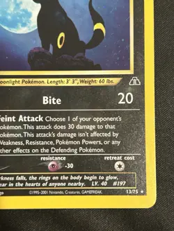 Pokemon Umbreon Neo Discovery Holo Rare Card 13/75 LP Nice Holo! - Image 3