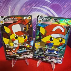 Pikachu Ash + Satoshi Cute Pokemon Trainer Cosplay Doujin ACG HOLO Card NM - Image 1