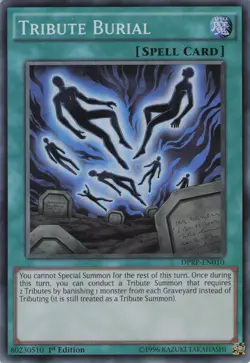 Yugioh Tribute Burial DPRP-EN010 Super Rare 1st Edition LP - Image 1