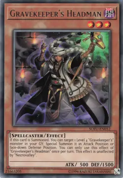 Yugioh Gravekeeper's Headman SOFU-EN012 Rare NM - Image 1