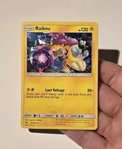 Pokemon Raikou 79/214 Cracked Ice Holo Rare Lost Thunder LP - Image 3