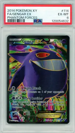 2014 Pokemon XY Phantom Forces Gengar EX Full Art #114 PSA 6 - Image 1