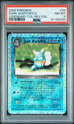 2002 POKEMON LEGENDARY COLLECTION #39 DARK WARTORTLE-REVERSE FOIL PSA 8 - Image 1