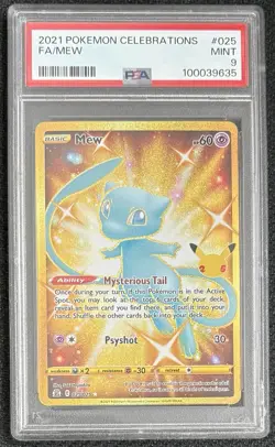 2021 Pokemon Celebrations Mew #025 Classic Collections Gold Rare FA PSA 9 - Image 1
