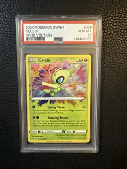 2020 POKEMON SWORD & SHIELD VIVID VOLTAGE #009 CELEBI PSA 10 - Image 1