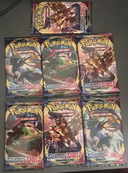 Pokemon Sword and Shield Base Booster Pack Sealed Lot Of 7 - Image 1